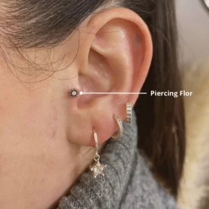 Piercing Labret Flor Titanio Grado Implante